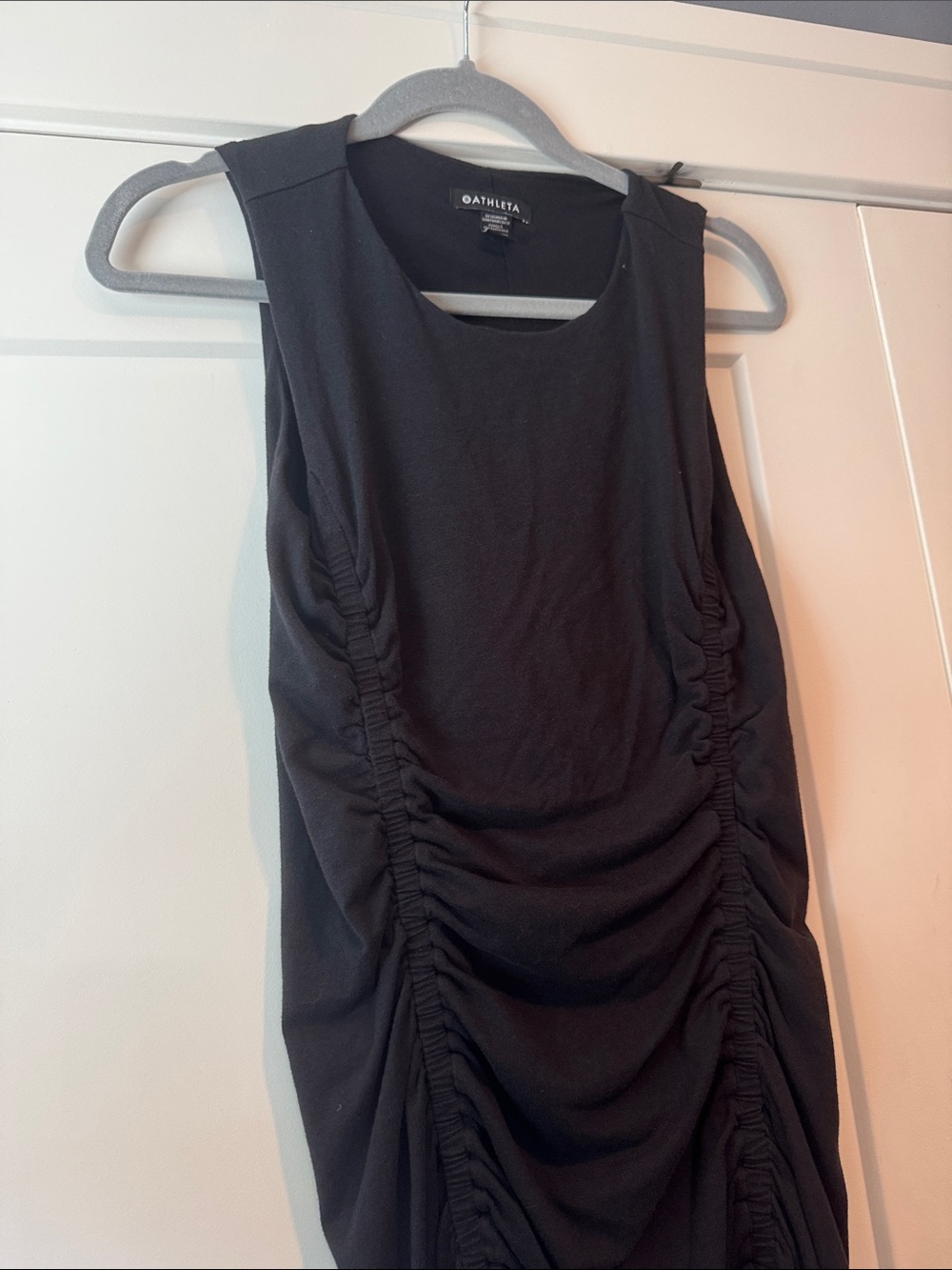 Athleta Black Stella Dress Ruched Bodycon Lined Knit Midi Size Small - Picture 5 of 10
